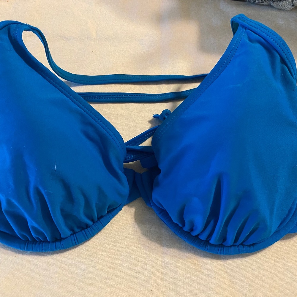 BODY GLOVE WOMENS D CUP SWIMWEAR TIE TOP BLUE UNDERWIRE
